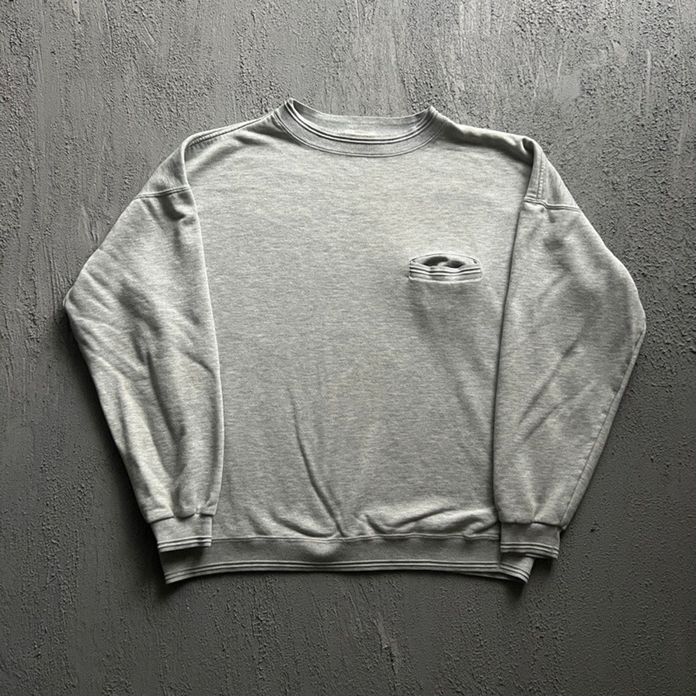 Vintage Gap Sport Sweatshirt Large Grey 90s Pocket Pullover Crewneck